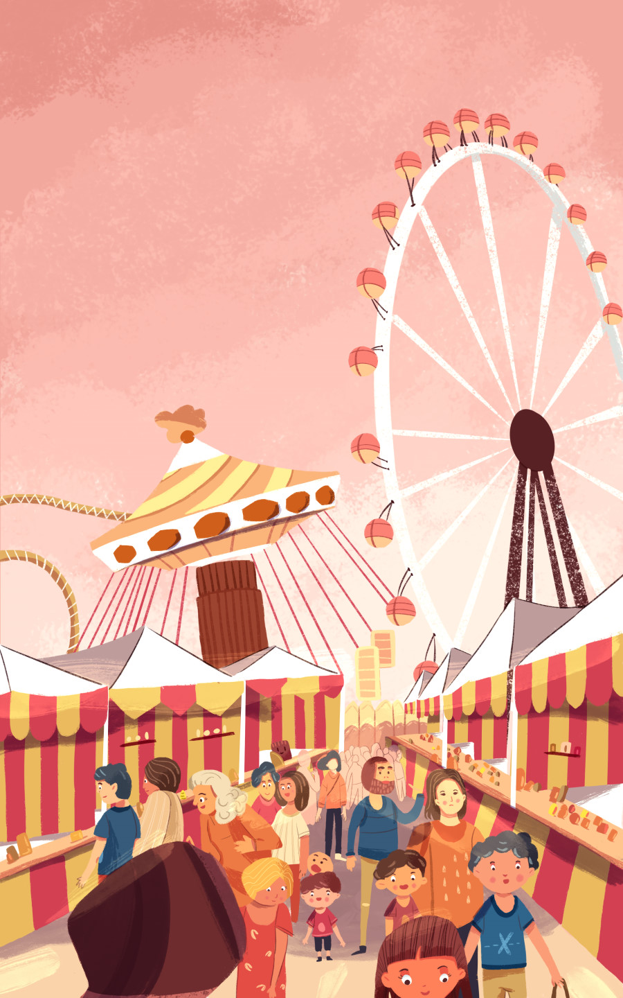 Families and carnival stalls